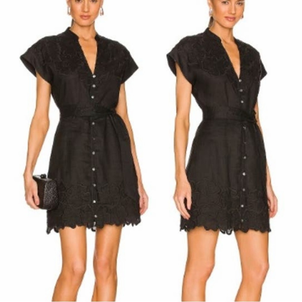 Veronica Beard Black Embroidered Mini Dress